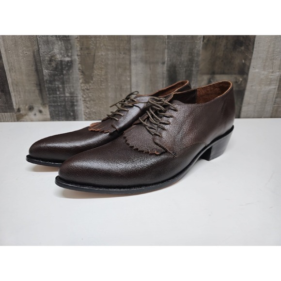 Leather Pointed Oxfords Brown by David Espinoza New! Size 12 D